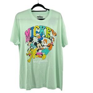 Disney Mickey & Friends Mint Green Retro Graphic T-Shirt Women’s Large NWT